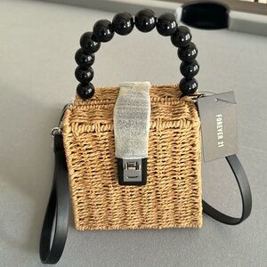 Forever 21 wicker purse with beaded handle